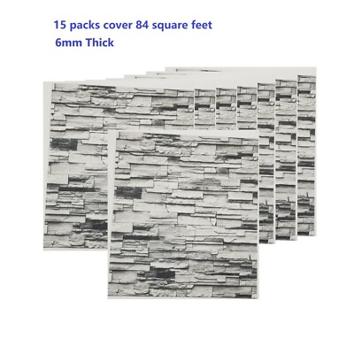 3D Stone Foam Wallpaper 84sqft 6mm Peel Stick Self Adhesive Panel Wall Tile 15pk