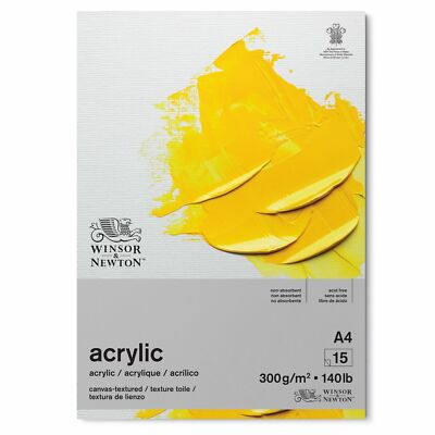 Winsor & Newton Acryl Malpapier Block - Leinwand Textur - A4 oder A3