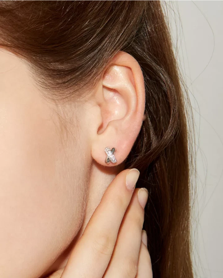 Pendientes StoneHenge Crossing plata SA24C41F plata 925 chapados en oro blanco C.Z Foto 3 de 4