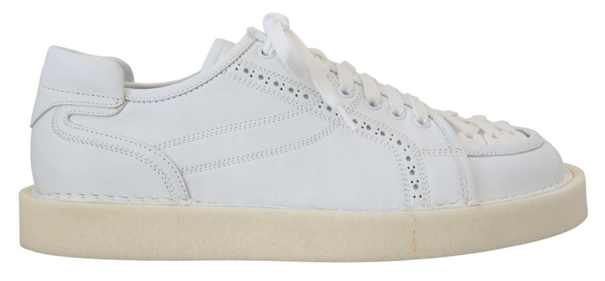 DOLCE & GABBANA Shoes White Leather Low Top Oxford Sneakers Casual