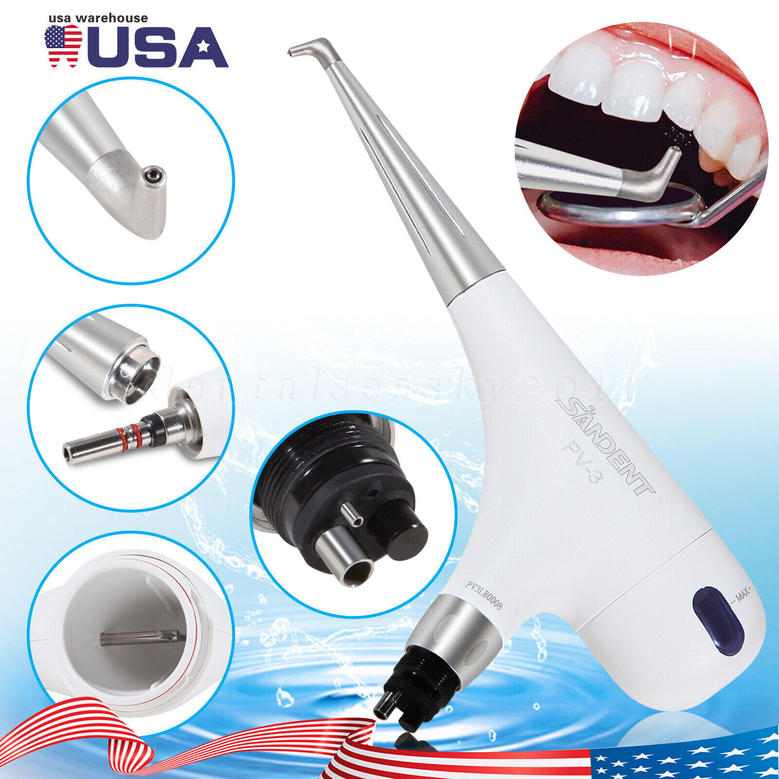 5X Dentale Hygiene AIR FLOW Prophy Jet Polisher Teeth 4 Hole - Foto 8