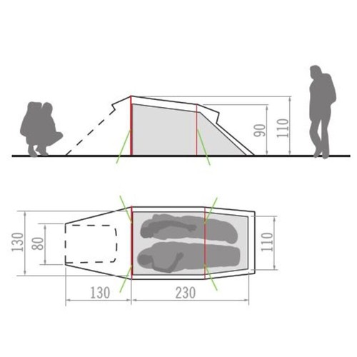 Vaude Arco 2P 2-Personen Tienda Tunel Tienda Trekking Camping Ligera Nuevo - Imagen 9 de 9
