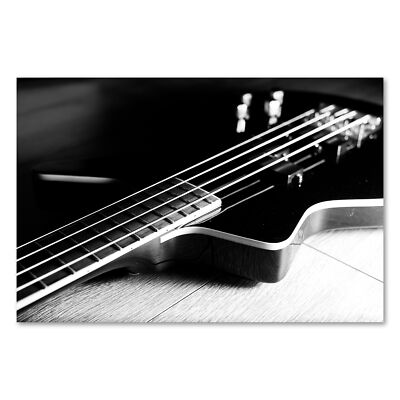 Postereck 3425 Poster Leinwand Bass Gitarre, Musik Instrument Schwarz Weiss