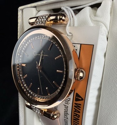 Jessica Simpson Rose Gold Watch Crystal Bezel Pink Band NEW