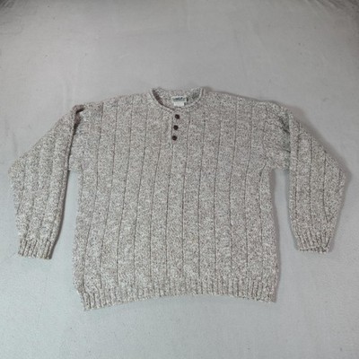 Vintage Fisherman Sweater Mens Large Northern Reflections Beige Henley USA
