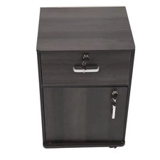 Lockable Bedside Cabinet Storage Unit Nightstand Drawer Cupboard Black Oak
