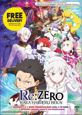 DVD Anime Re: Zero - Starting Life in Another World Season 1-3 + Shin Henshuu