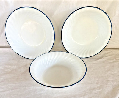 1 - Corelle Corning Blue Swirl Bowl(s) Soup Cereal Vitrelle Glass Chip Resistant