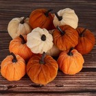 9Pcs Velvet Pumpkins Fake Fabric Foam Thanksgiving Halloween Fall Decor UK