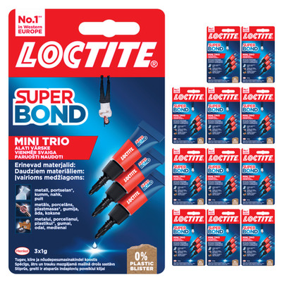 LOCTITE 12 x SuperBond Mini Trio 3 x 1g Sekundenkleber, Sofortkleber,