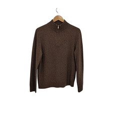 Quince Men Mongolian Cashmere Quarter Zip Sweater Brown Sleeved Top M