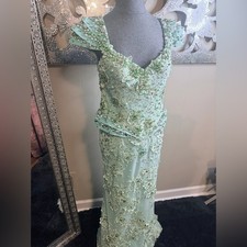 ⭐️Al Zain Couture Mint Green Beaded Luxury Elegant Dress
