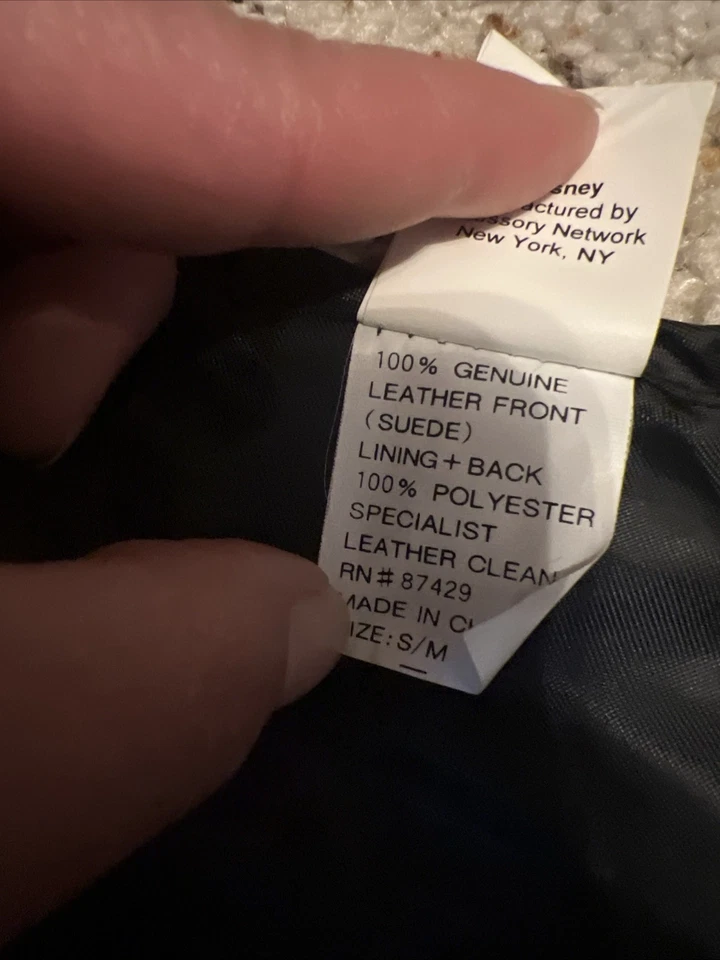 Disney Mickey Unlimited Chaleco Gamuza Cuero Bordado Vaquero Años 90 Negro Talla S/M Foto 4 de 4