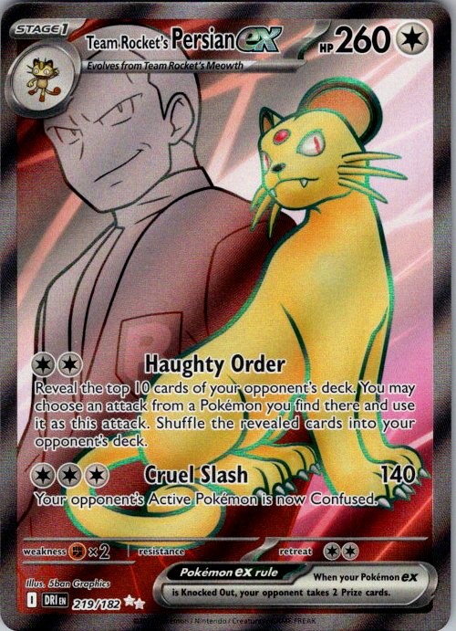 Team Rocket's Persian ex 219/182 Destined Rivals Pokemon Holo NM 5ban Graphics