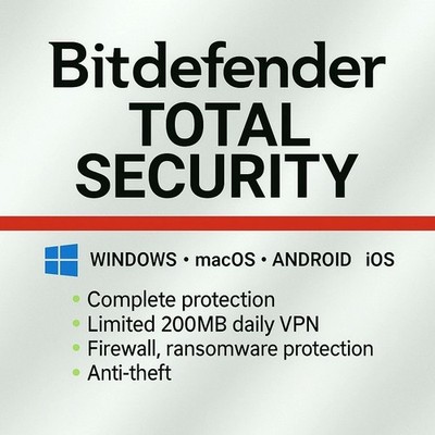 Bitdefender Total Security 2026  3 Years 10 Devices