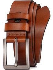 Men's 1.5" Full Grain Leather Belt,100 Italian Real Solid Leather