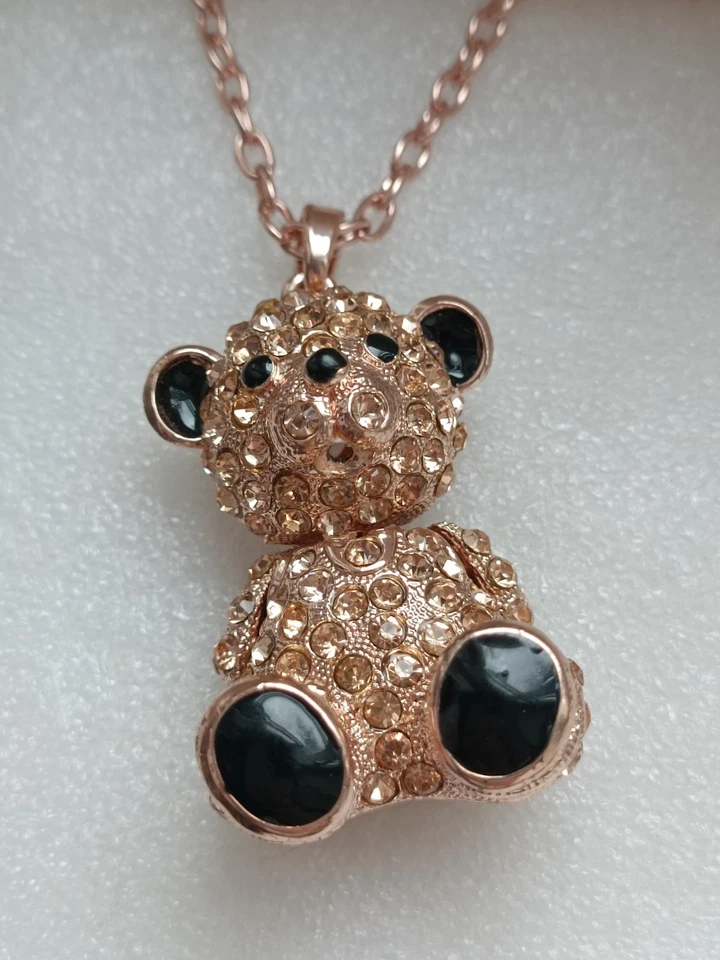  Kette " Teddybär" Champagner Strass XXL Sitzend Modeschmuck  - Bild 3 von 4