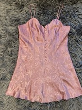 Vintage gold label Victoria's Secret Pink Jacquard Floral Chemise Gown
