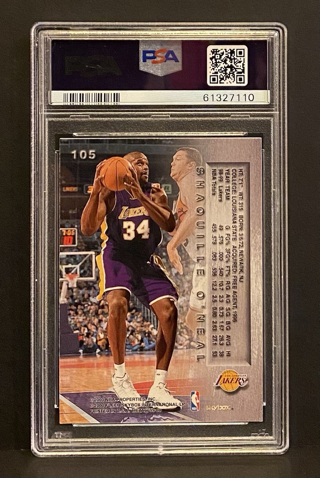 1999 Metal Shaquille O’Neal #105 PSA 9 view 3