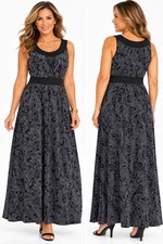 Susan Lawrence XL Polka Dot Maxi Dress Sleeveless Polyester Spandex Black White