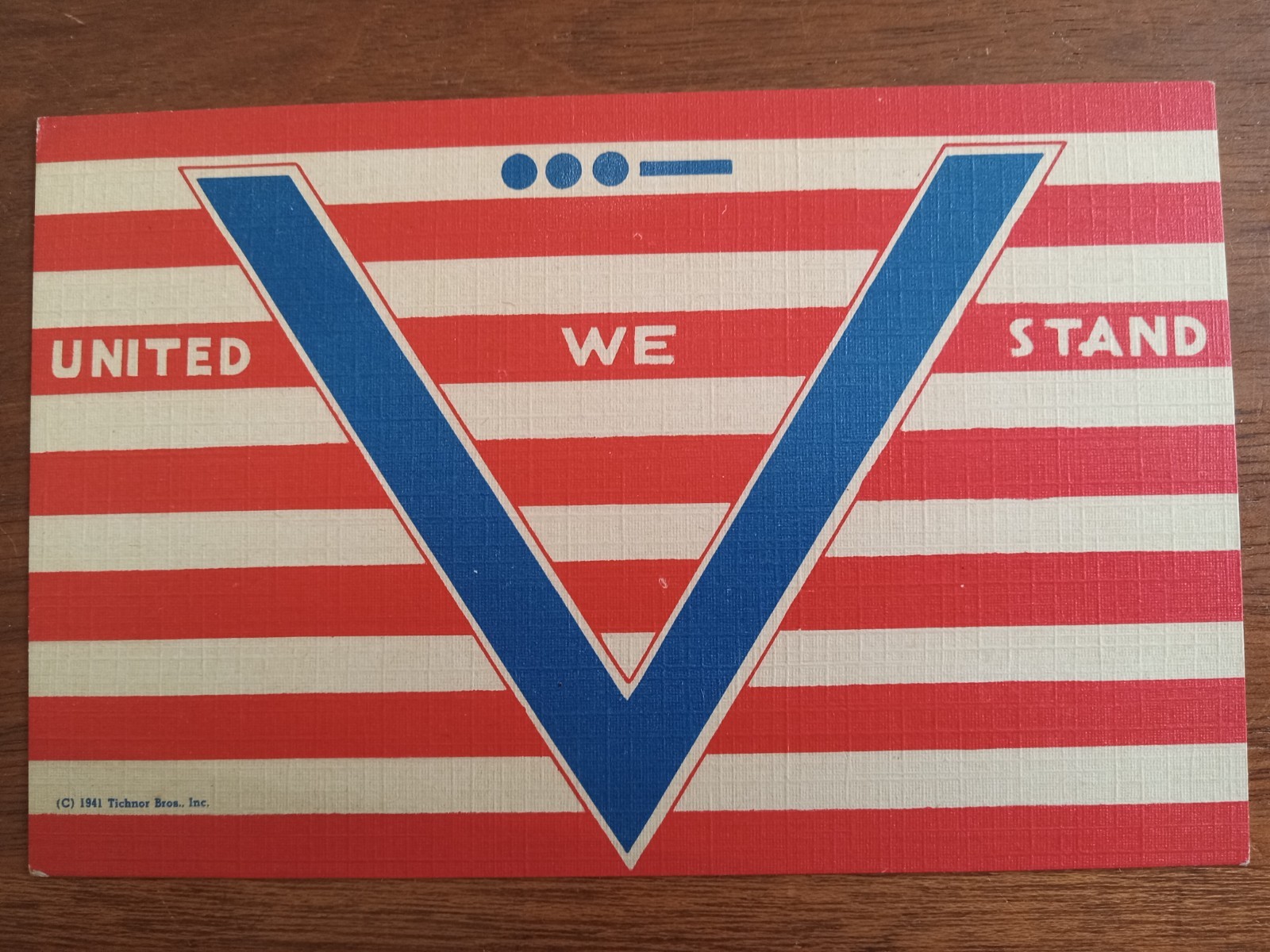 c1941 WW2 V For Victory, United We Stand, Morse code, patriotic