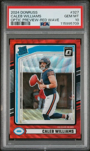 2024 Panini Donruss Caleb Williams Optic Preview Red Wave RC PSA 10