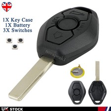 3 Button Diamond Remote Key Fob Case + Battery For BMW E46 E39 E60 3 5 7 Z3 Z4