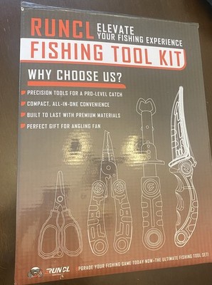 RUNCL 6pc Fishing Tool Kit- Fishing Pliers Fish Fillet Knife with Sharpener New