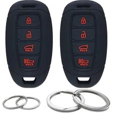 2 Pcs Silicone 4 Buttons Key Fob Cover Remote Case Keyless Rubber Protector Hold