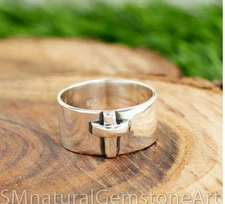 Cross Wide Band Ring, 10 mm Wide Band Ring, 925 Sterling Silver Ring,   All Size