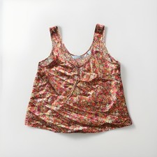 Vintage Victorias Secret Floral Satin Tank Shorts Pajama Set Size S Poppy Silk