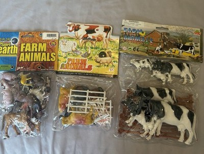 Vintage 1980's Farm Animals New Old Stock 3 Sealed Packages  1 Pack Planet Earth