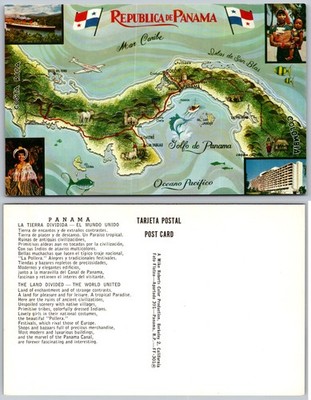 Republica De Panama Map Postcard