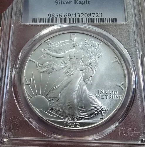 1992 $1 AMERICAN SILVER EAGLE PCGS MS69 CLASSIC BLUE LABEL Beautiful! Fast Ship!