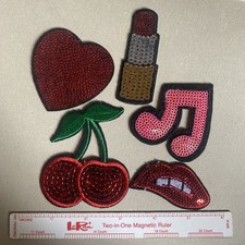 Five Embroidered Iron on / Sew on Patched Badges Iron on Patch / Badge sequin