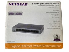NETGEAR GS308-300PAS 8-Port Gigabit Ethernet Switch   Unmanaged, Plug  Play NIB