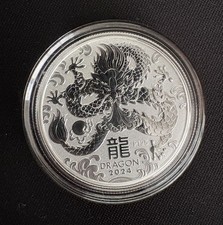 2024 Perth Mint Year Of The Dragon 1/2oz .9999 Fine Silver Coin - Capsulated