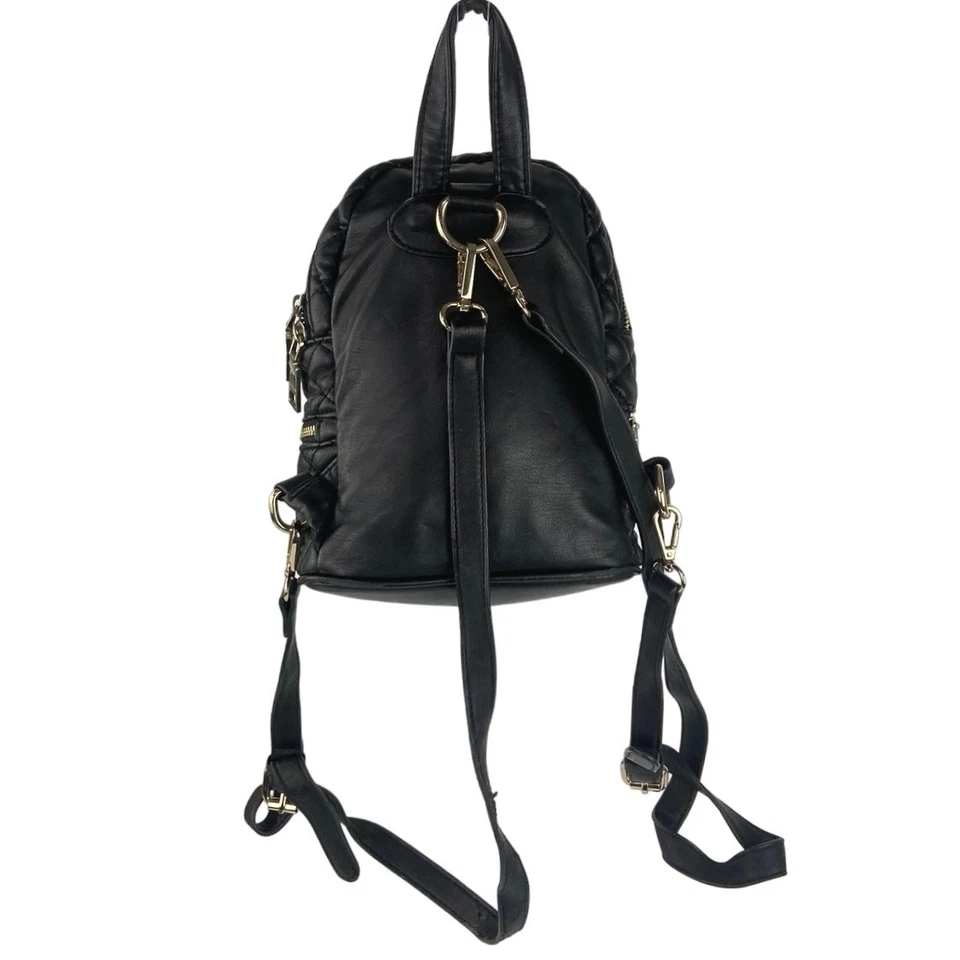 Bebe черный искусственной кожи выстеганная золотистый оборудование молнии вокруг повседневный рюкзак - Изображение 2 из 2