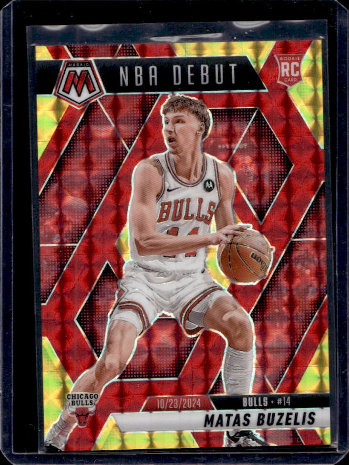 2024-25 Mosaic Matas Buzelis RC Choice Fusion Red & Yellow NBA Debut #53/75