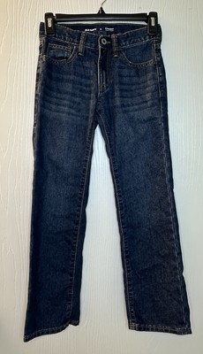 Old Navy straight built in touch blue denim jeans boys 8 adjustable waist