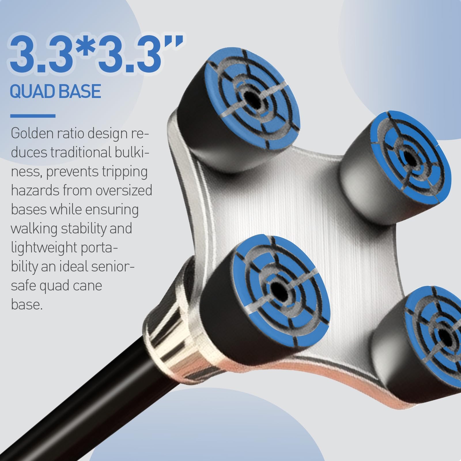 Cane Tips 3/4 inch All Terrain Self Standing Heavy Duty Quad Base with 360° P...