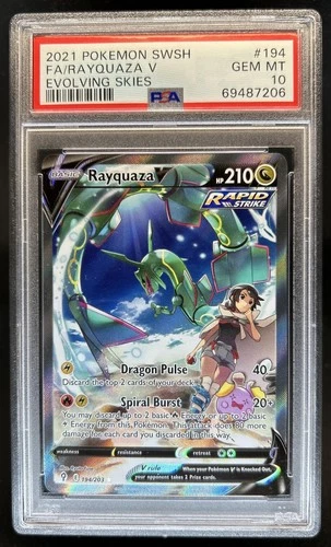 2021 Pokemon SWSH Evolving Skies Rayquaza V #194/203 PSA 10 GEM MINT
