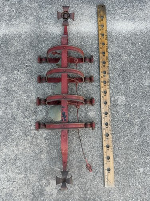 #ad Antique Cast Iron Old Vintage Brass Monk Temple Mechanical Hand Pull Door Bell $399.99