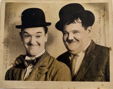 Stan Laurel & Oliver Hardy 10x8 Photo Signed - Great Autographed Image