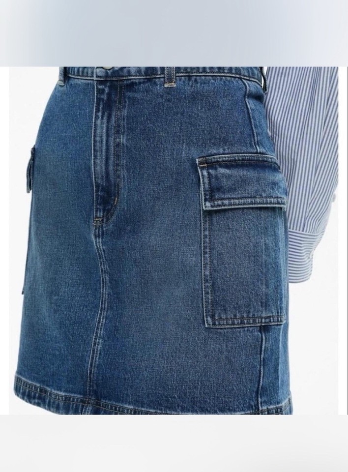 WITCHERY Denim Cargo Pocket Skirt Sz 8 Blue