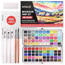 Watercolor Paint Set with 100 Bright Colors: for Adult Beginners  Profession...