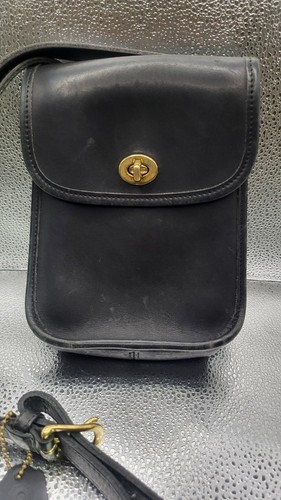 Vintage kleine Coach Scooter schwarze Leder Umhängetasche Handtasche 9978 Staubbeutel USA - Bild 2 von 10