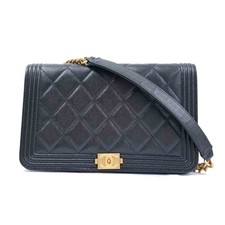 Chanel Boy Chain Wallet Shoulder Bag Women Black One Size