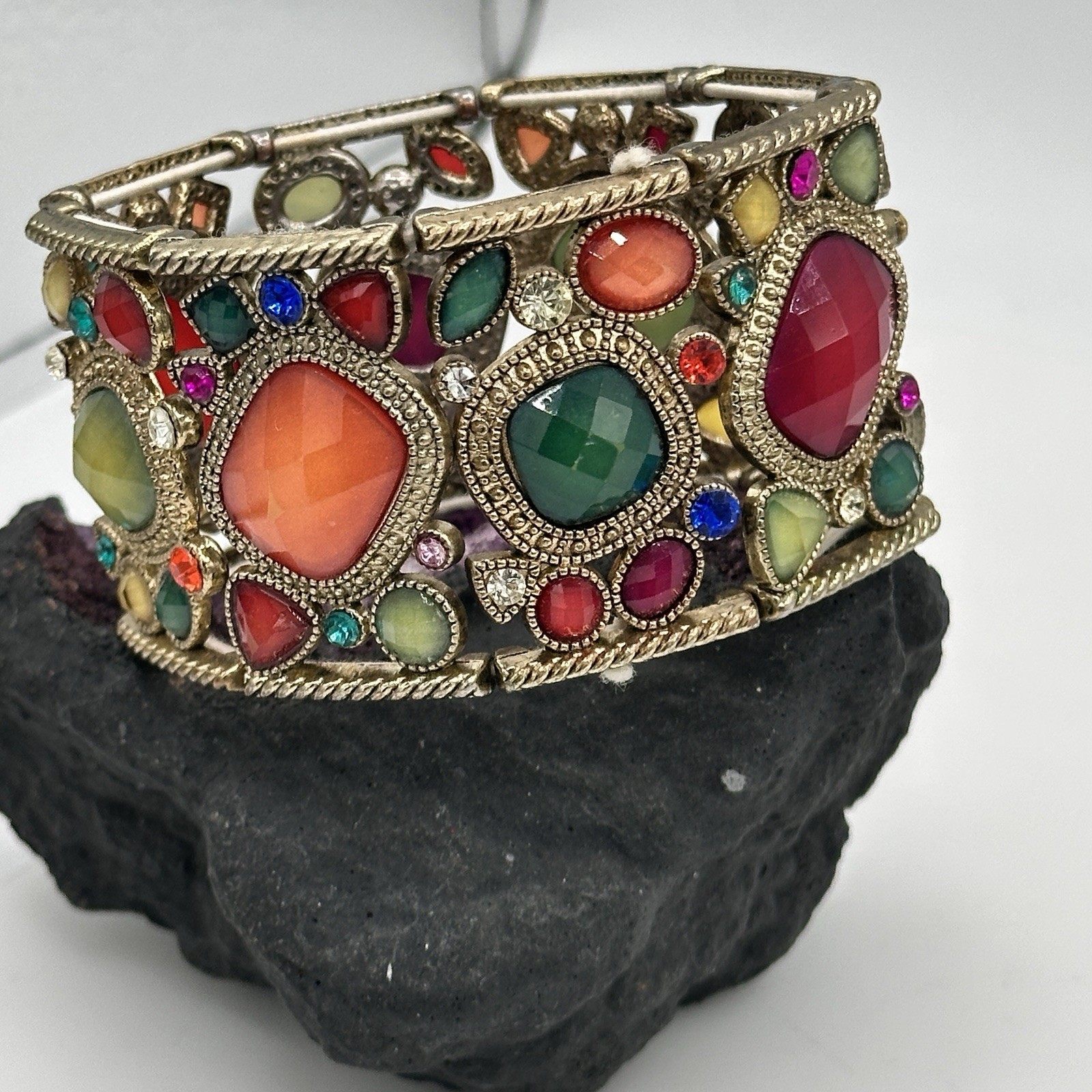 Colorful Multi Stone Statement Stretch Bracelet A… - image 2