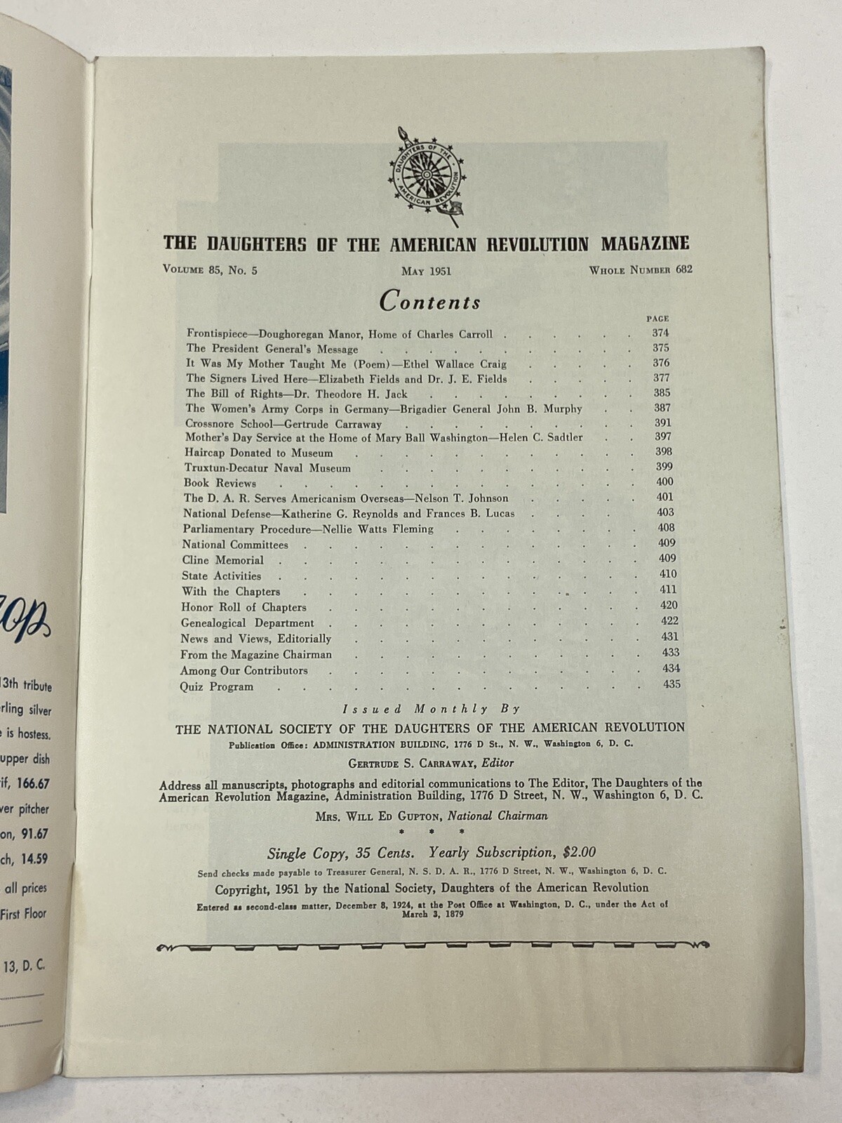 DAR Daughters of the American Revolution Magazine May1951 Crossnore